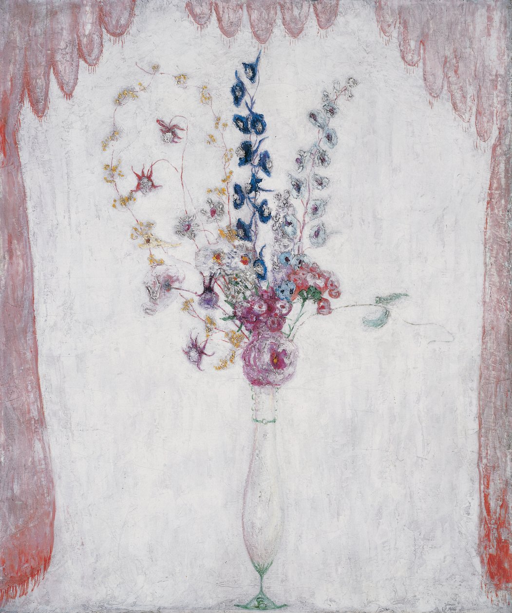 Delphinums and Columbine, n. 1923 (öljy kankaalle) tekijältä Florine Stettheimer