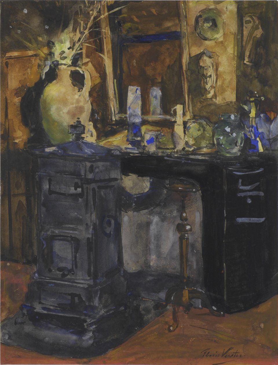 Gezicht in het atelier van Floris Verster.n Englanti: Näkymä Floris Versterin työpajasta tekijältä Floris Verster