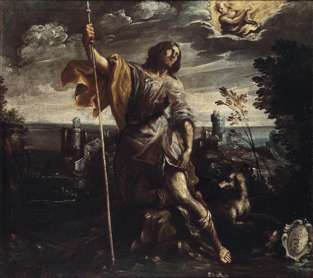 Der Heilige Rochus einer Landschaftissa tekijältä Follower of Giovanni Andrea Donducci