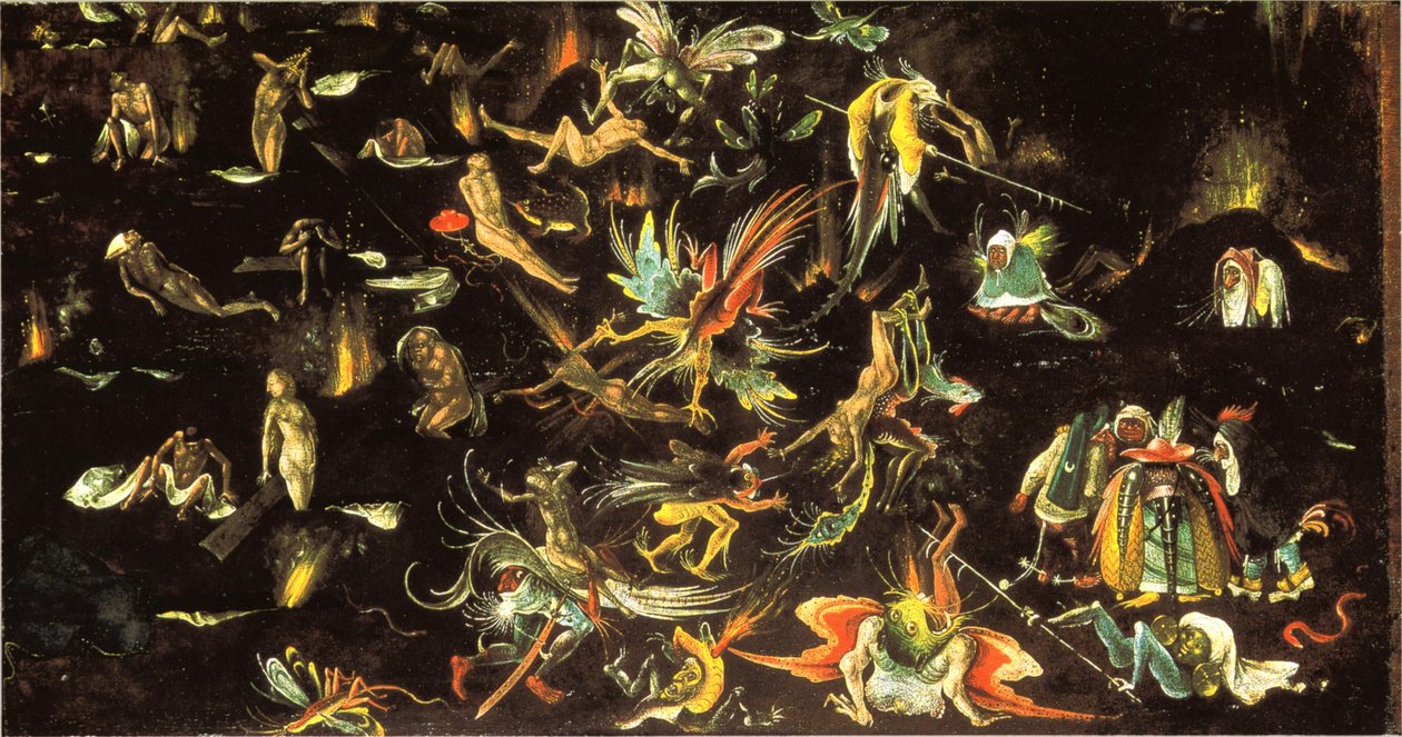 Kuolleiden ylösnousemus ja tuomittujen johtaminen helvettiin (katkelma viimeisestä tuomiosta). tekijältä Follower of Hieronymus Bosch
