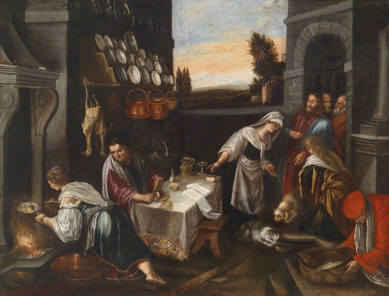Christus im Hause von Martha und Maria tekijältä Follower of Jacopo Bassano