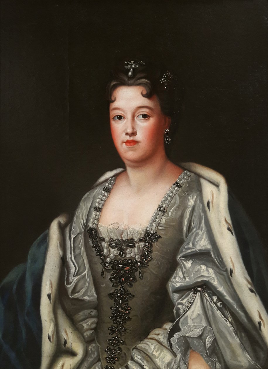 Porträt von Therese Kunigunde von Polen in einem silbernen Kleid tekijältä Follower of Joseph Vivien
