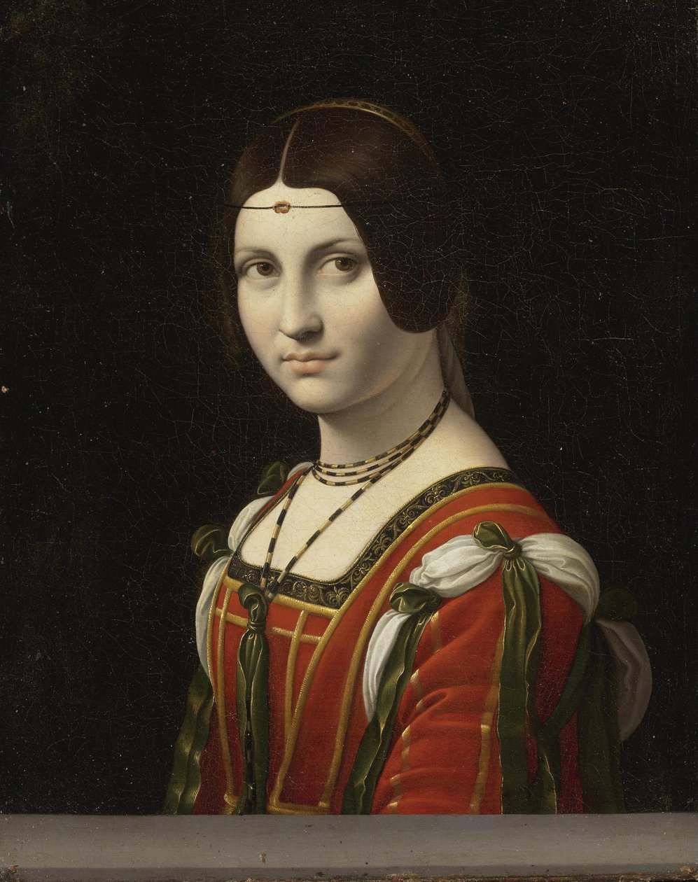 Tuntemattoman naisen muotokuva, nimeltään La Belle Ferronnière, ennen vuotta 1750 tekijältä Follower Leonardo Da Vinci