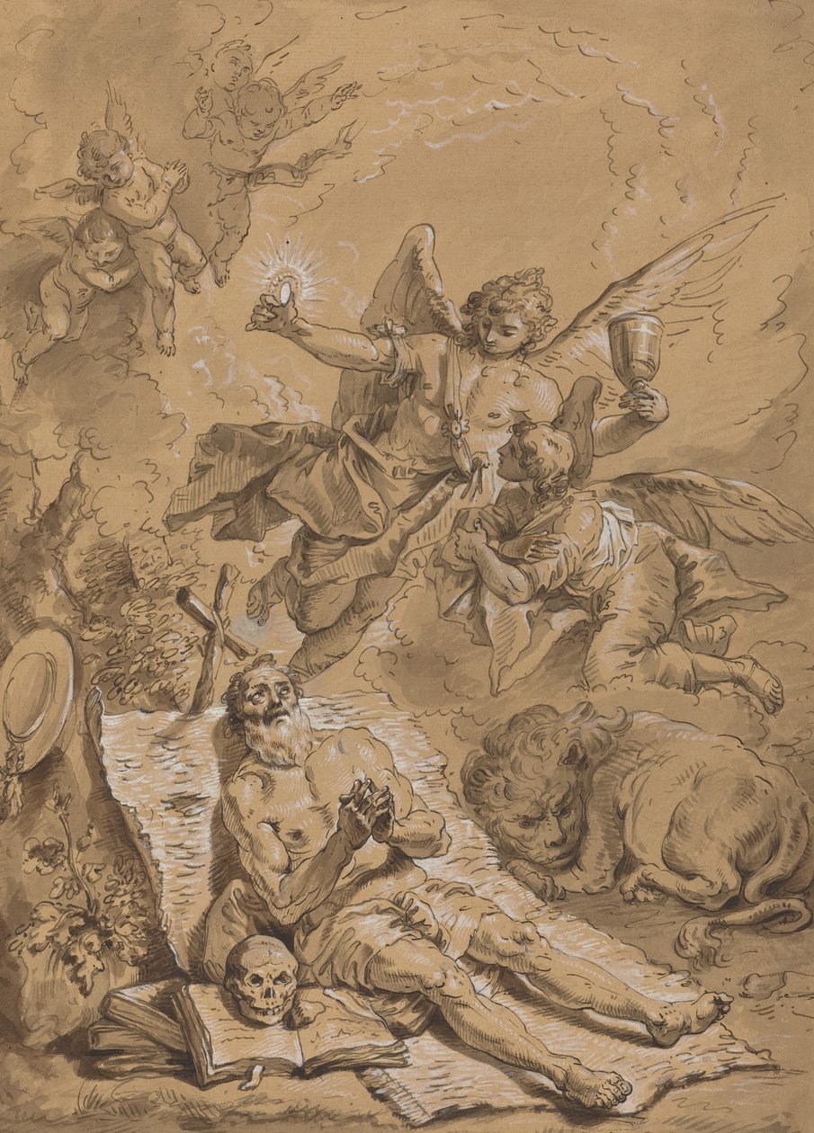 Pyhän Hieromuksen viimeinen ehtoollinen tekijältä Follower of Francesco Fontebasso