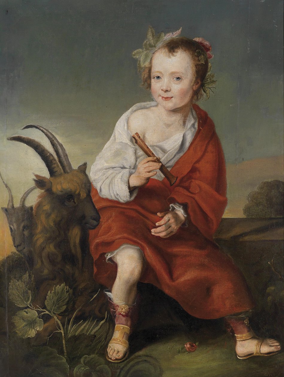 Lapsi huilun ja vuohien kanssa tekijältä Follower of Jacob Gerritsz. Cuyp