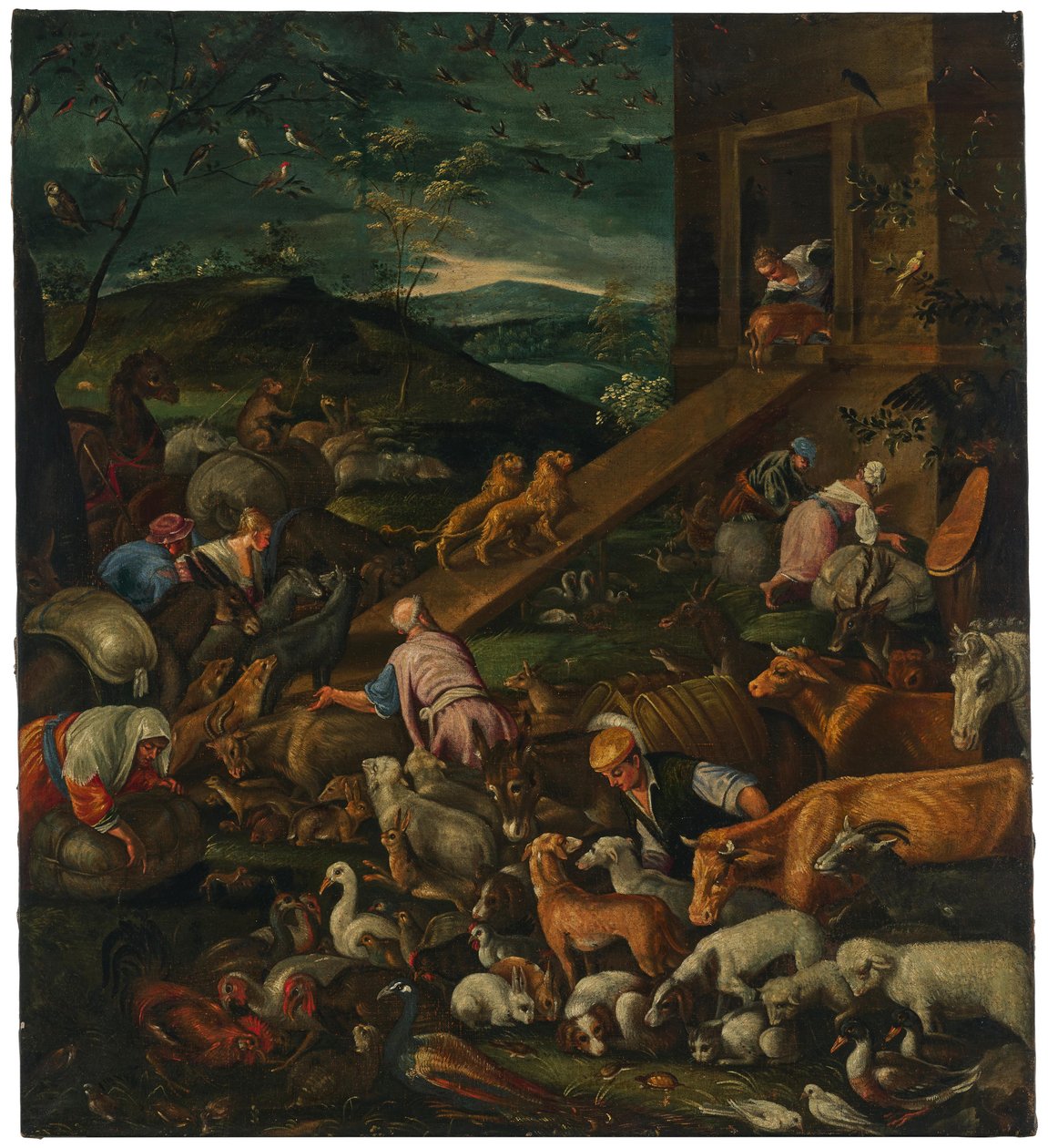 Jacopo Bassano (seuraaja) Eläinten saapuminen Nooan arkkiin tekijältä Follower of Jacopo Bassano