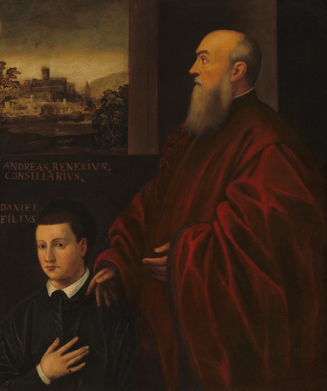 Andrea Renier ja hänen poikansa Daniele tekijältä Follower of Jacopo Tintoretto