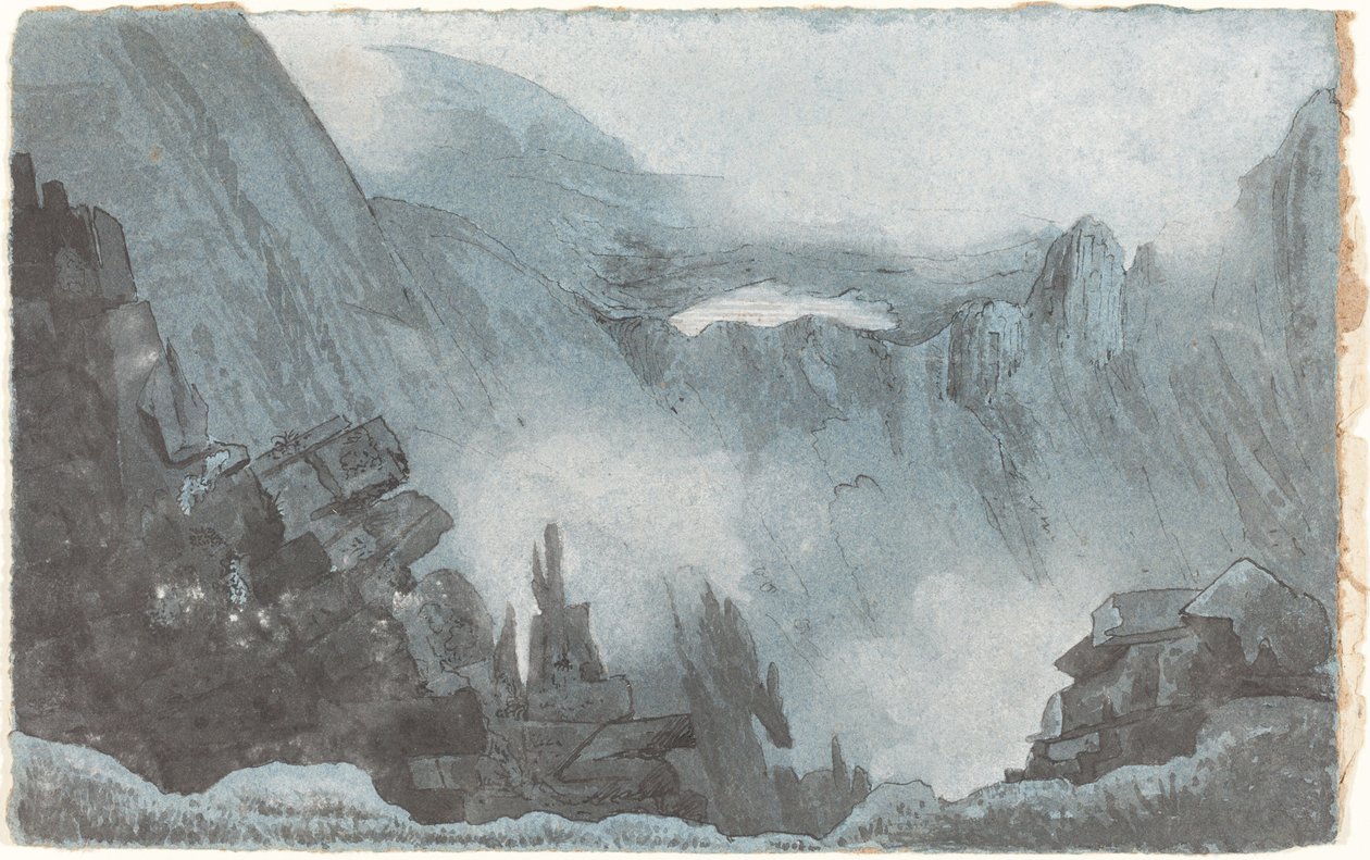 Vuoristokohtaus kivillä tekijältä Follower of John Sell Cotman