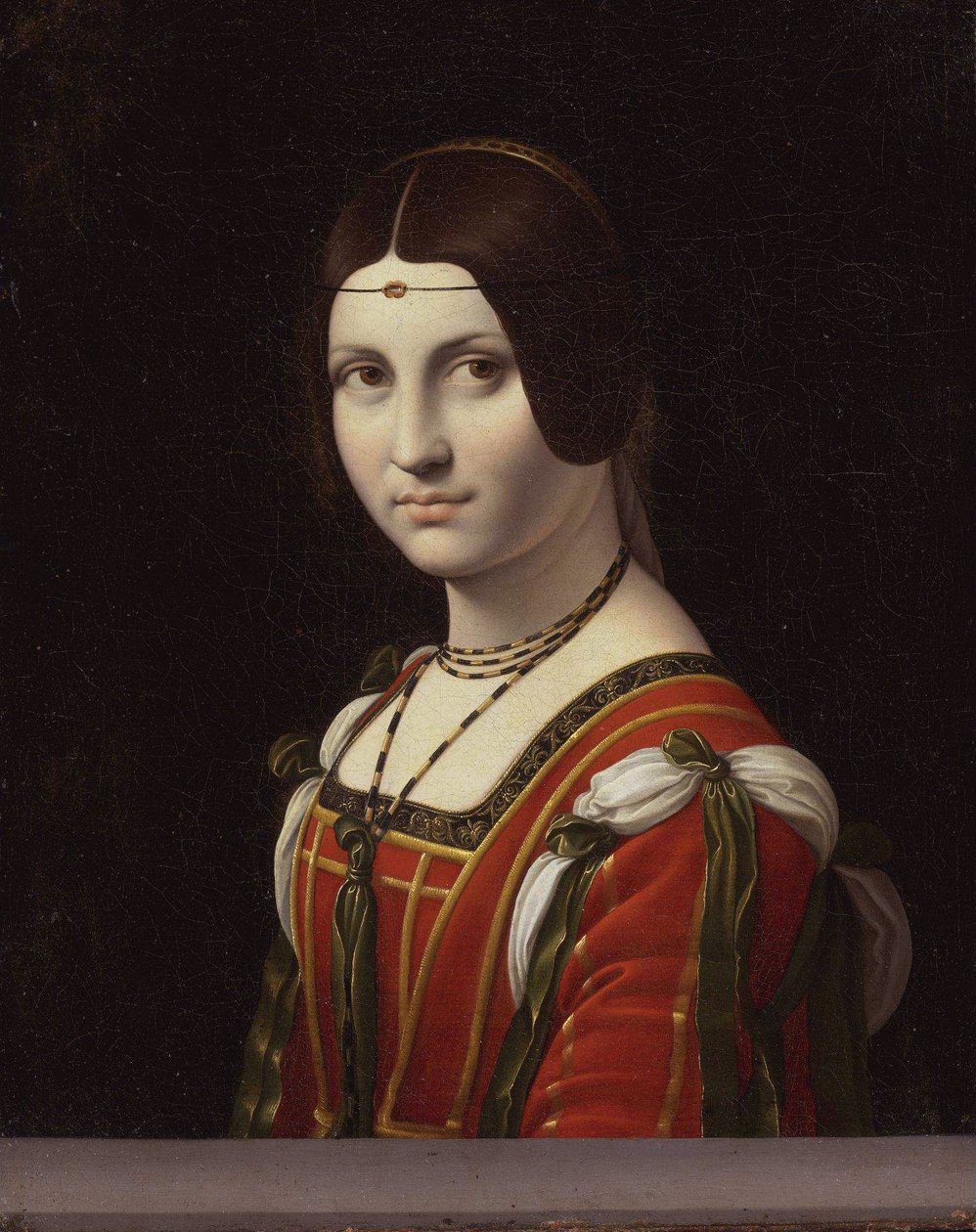 Naisen muotokuva, nimeltään "La Belle Ferronnière". tekijältä Follower of Leonardo da Vinci