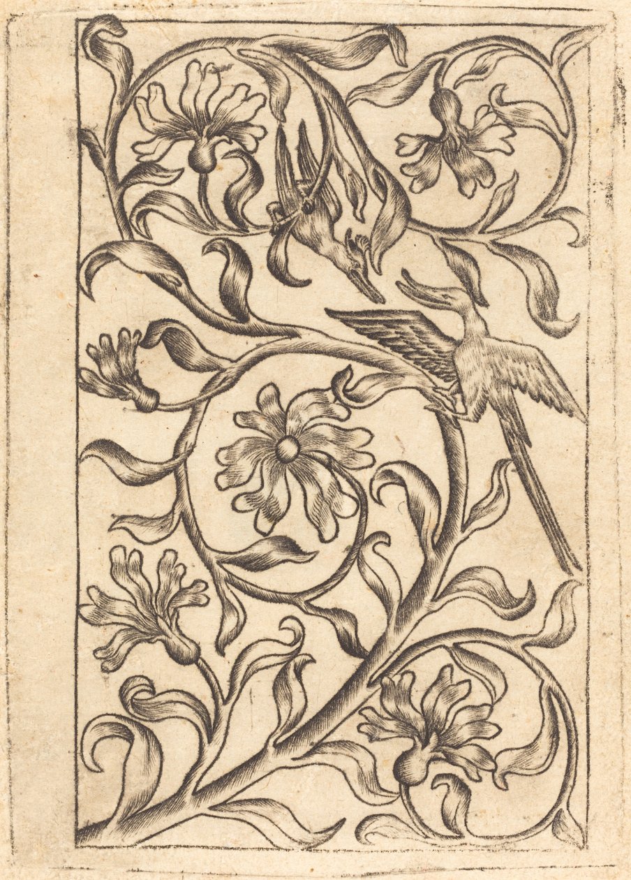Ornament de vinya amb dos ocells finlandès tekijältä Follower of Master of the Playing Cards