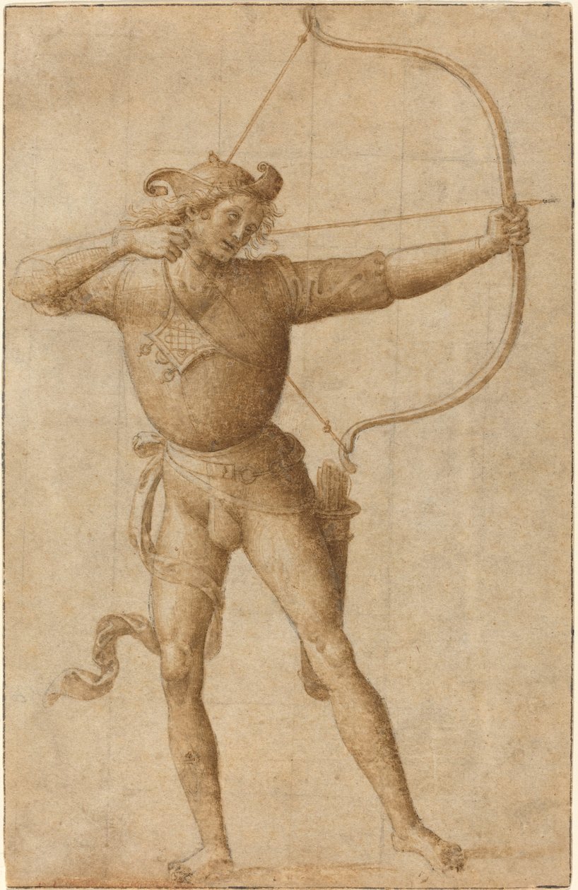 Jousimies piirtää jousen tekijältä Follower of Pietro Perugino