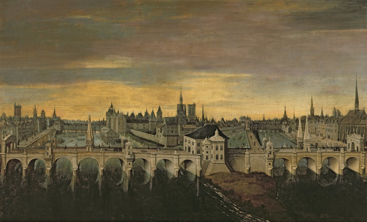 Suunnittelu Pont-Neufin rakentamiseen, n. 1577 tekijältä Fontainebleau School