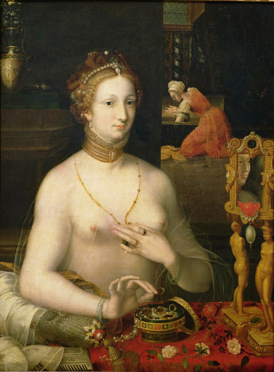 Nainen wc:ssä, 1585-95 tekijältä Fontainebleau School