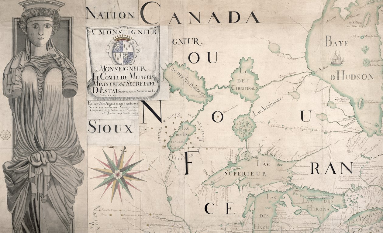 Nouvelle-Francen kartta (Kanada) 1699 (katso myös 159120) tekijältä Fonville