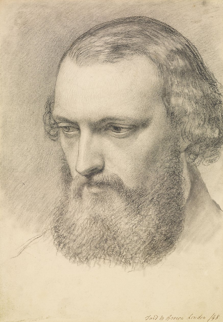 Muotokuva- Daniel Caseyn pään tutkimus (kolmen neljänneksen näkymä) tekijältä Ford Madox Brown