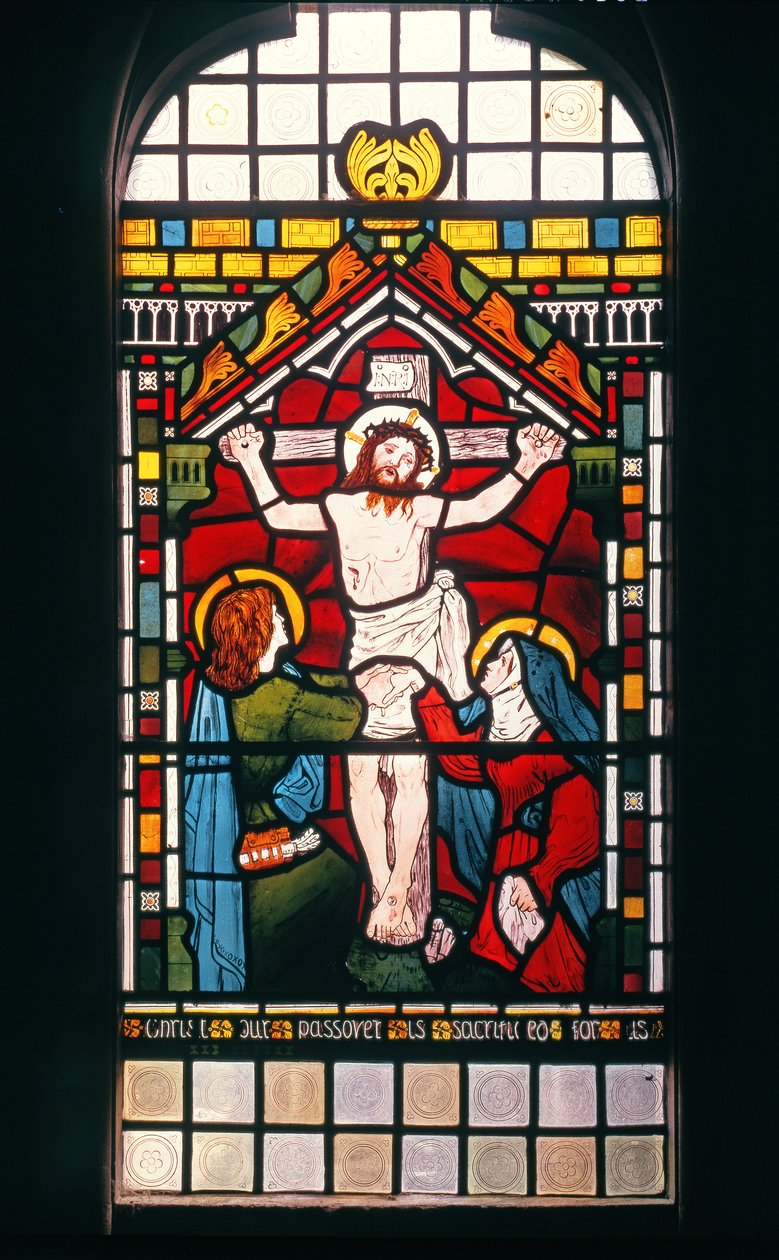 Ristiinnaulitseminen, 1861 (lasimaalaus) tekijältä Ford Madox Brown