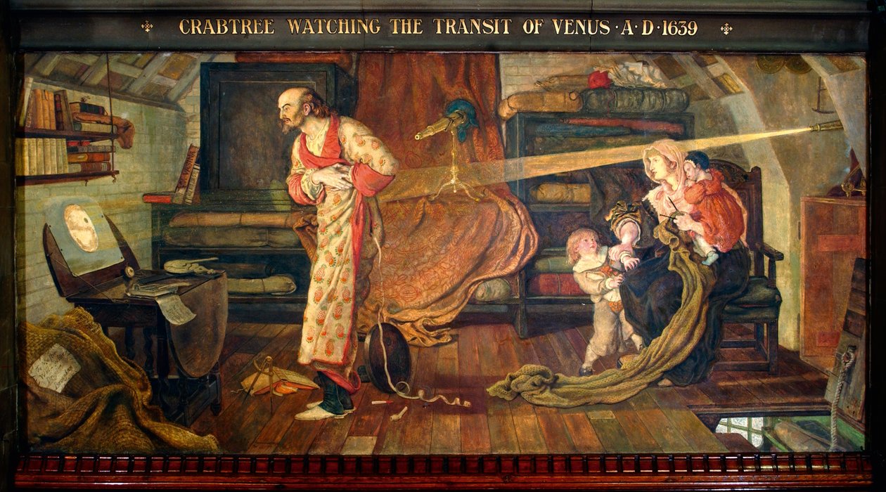 Crabtree katselemassa Venuksen kulkua AD 1639 tekijältä Ford Madox Brown
