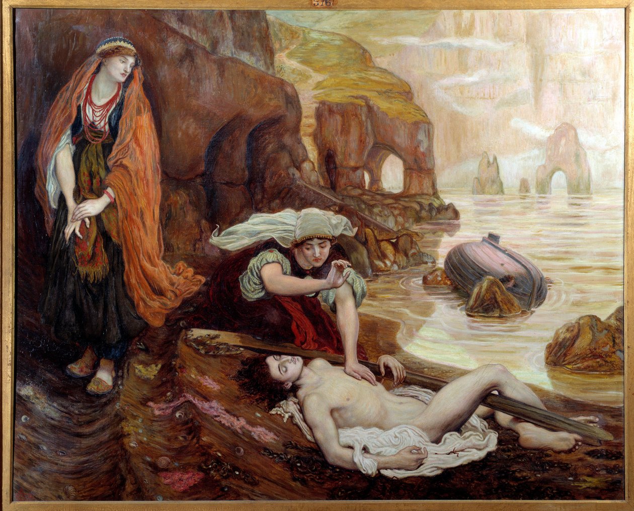 Haydee löytää Don Juanin ruumiin Kuvitus Lord Byronin laululle 2. Ford Madox Brownin maalaus (1821-1893) 1878 Su. 1,15x1,42 m Pariisi, musee d