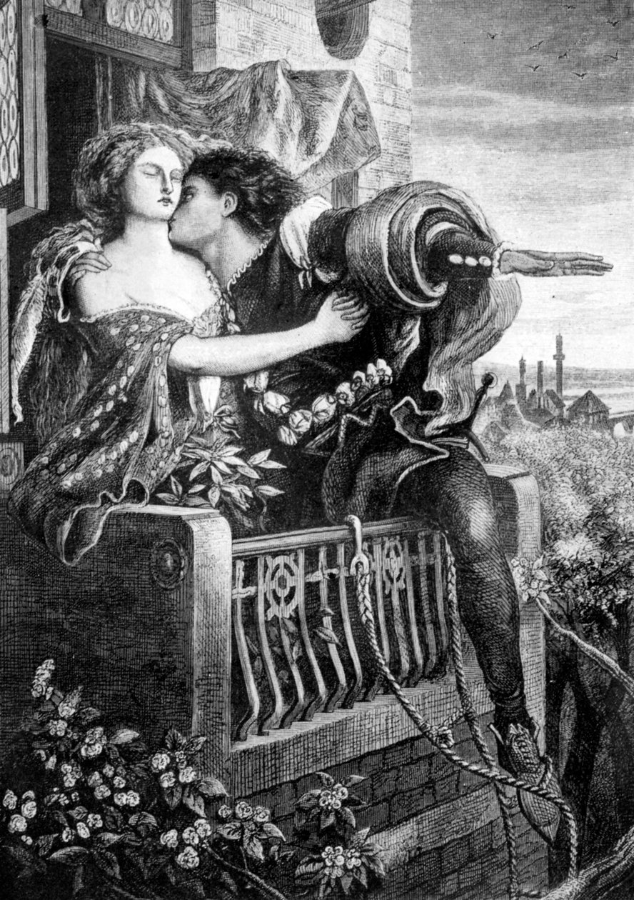 Kohtaus Shakespearen Romeosta ja Juliasta, 1860-luku tekijältä Ford Madox Brown
