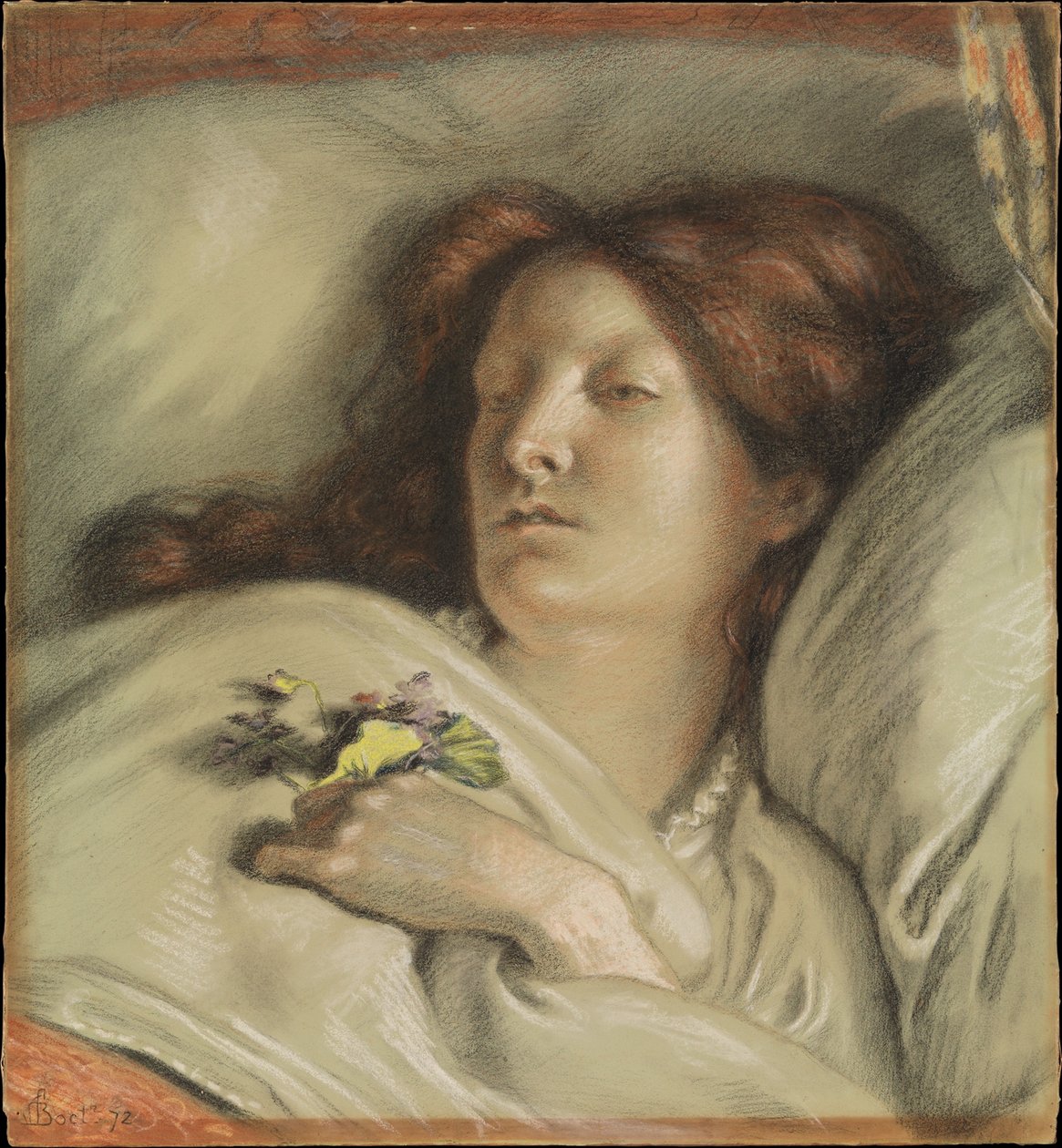 Toipilas (taiteilijan vaimon muotokuva) tekijältä Ford Madox Brown