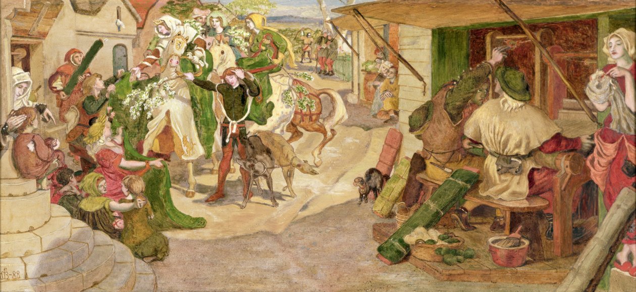 Flanderin Weaversin perustaminen Manchesteriin vuonna 1363 tekijältä Ford Madox Brown