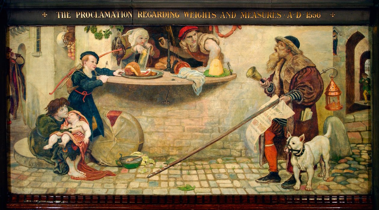 Painoja ja mittoja koskeva julistus 1556 jKr tekijältä Ford Madox Brown