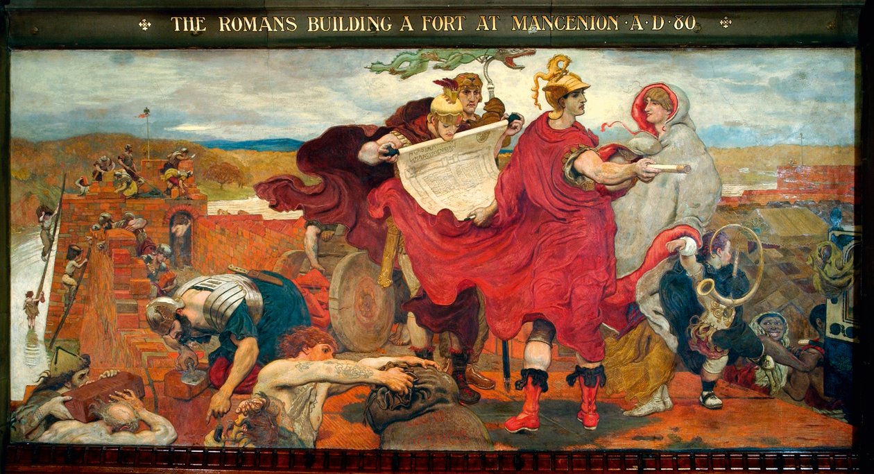 Roomalaiset rakentavat linnoituksen Mancenioniin 80 jKr tekijältä Ford Madox Brown