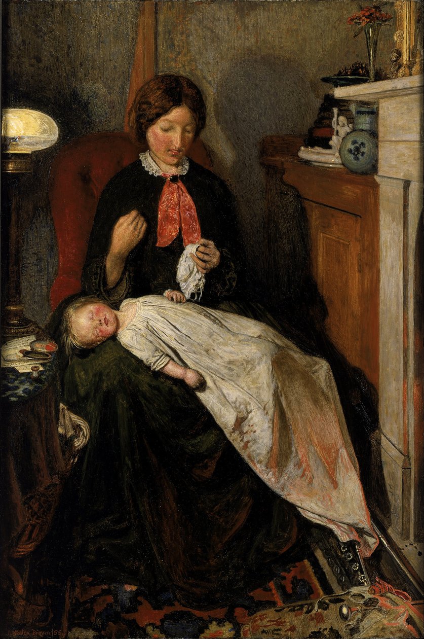 Odottelu: englantilainen takkatupa 1854-55. tekijältä Ford Madox Brown