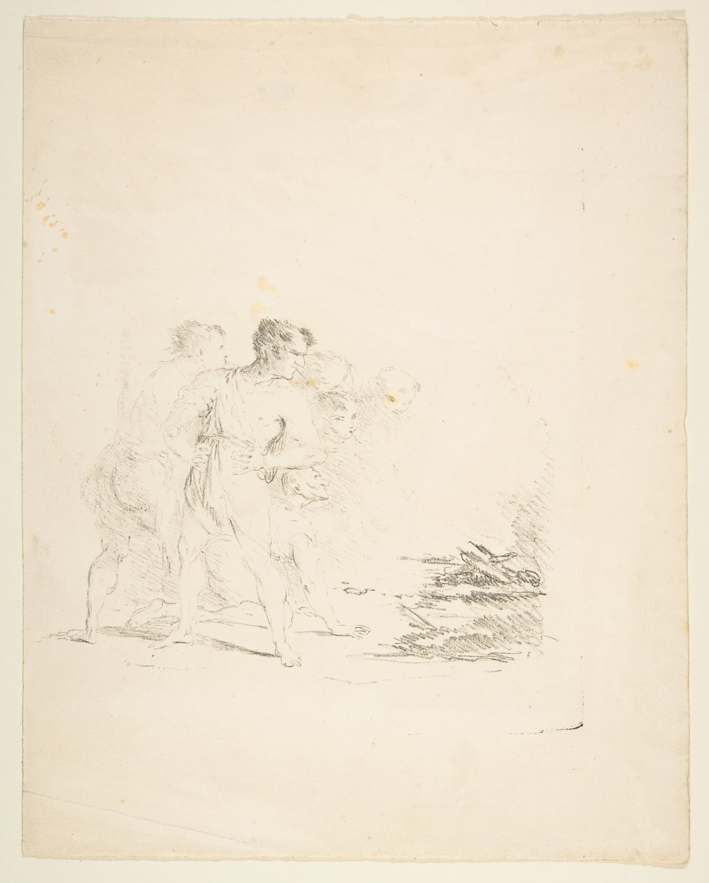 Miehet sylkevät tuleen, n. 1820-1850. tekijältä Formerly attributed to Goya