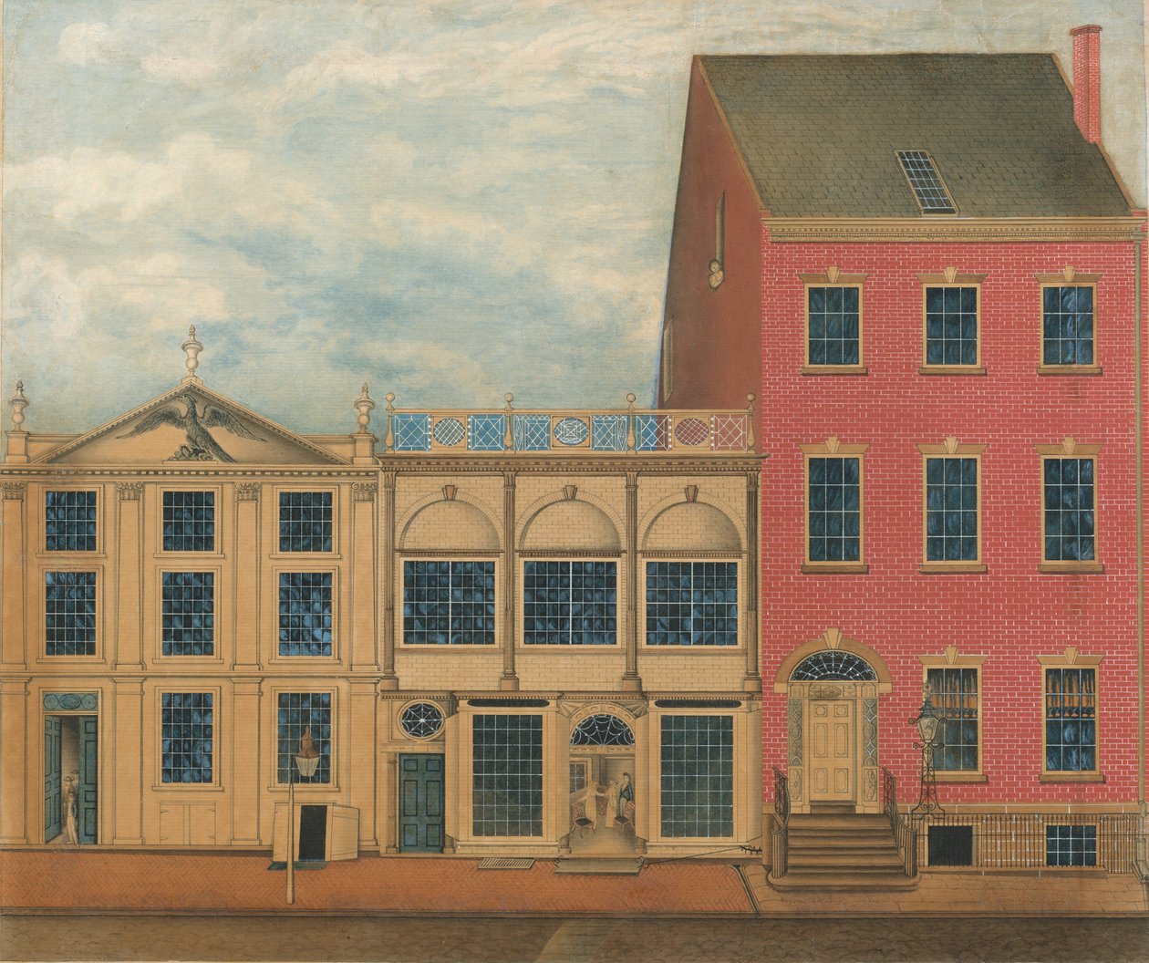 Duncan Phyfen kauppa ja varasto, 168-172 Fulton Street, New York City, n. 1816. tekijältä Formerly attributed to John Rubens Smith