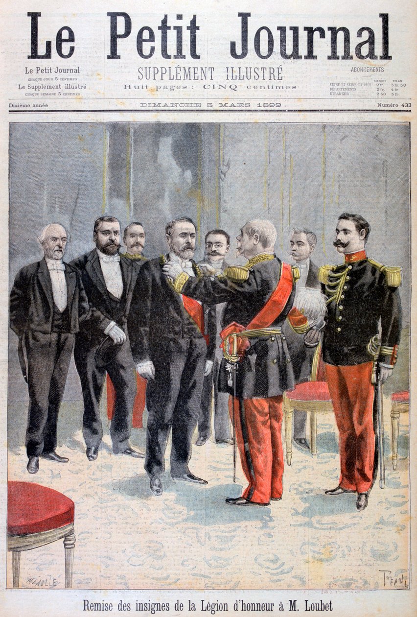 Emile Loubet, Pariisi, 1899 palkittiin Legion of Honor -mitalilla tekijältä Fortuné Méaulle