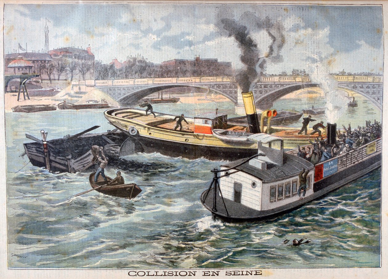 Törmäys Seine-joella, Pariisi, 1897 tekijältä Fortuné Méaulle