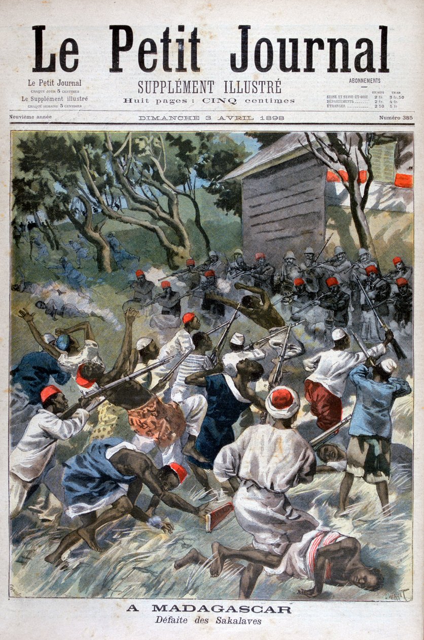Sakalavan tappio, Madagaskar, 1898 tekijältä Fortuné Méaulle