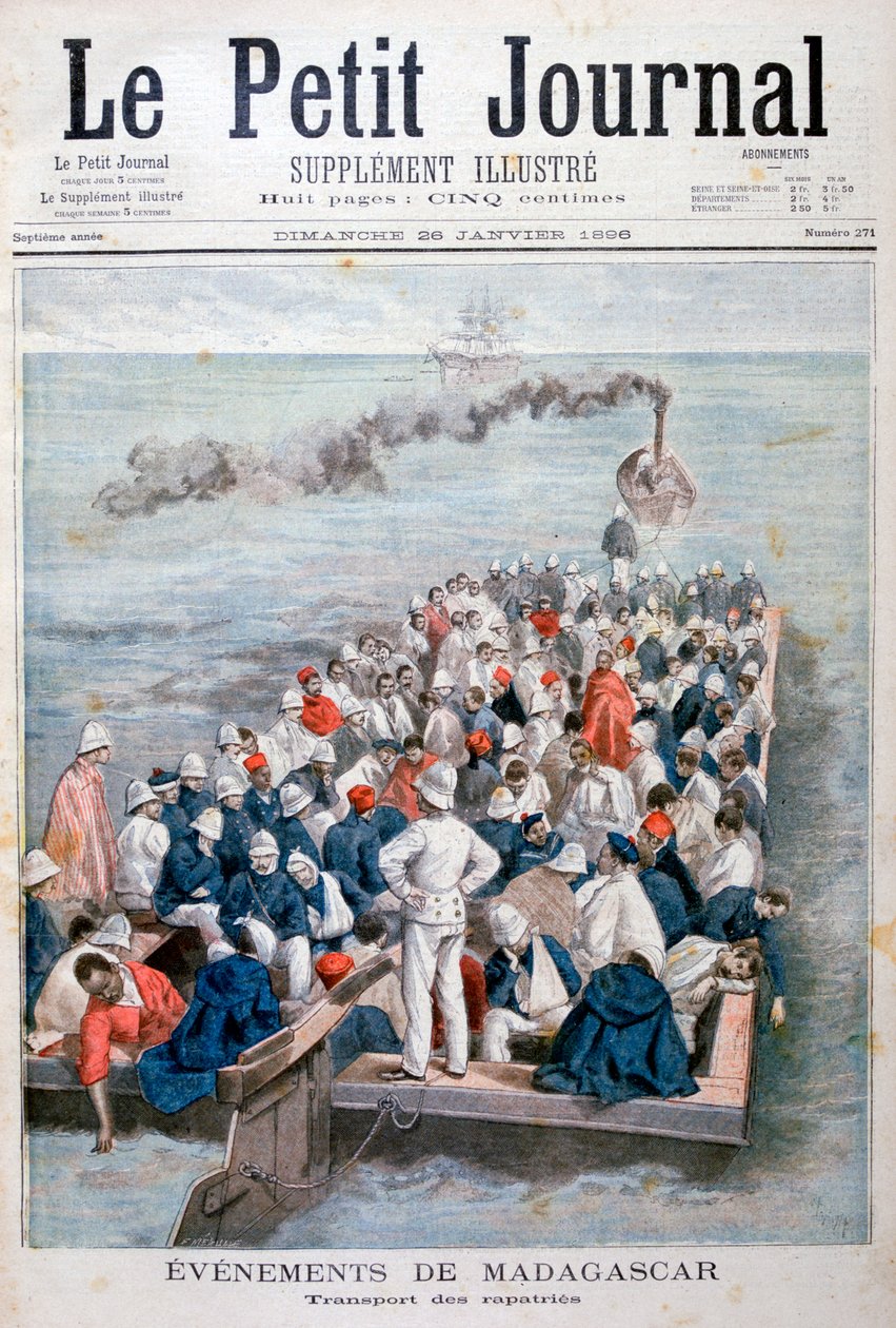 Madagaskarin tapahtumat: Ranskan joukkojen kotiuttaminen, 1896 tekijältä Fortuné Méaulle