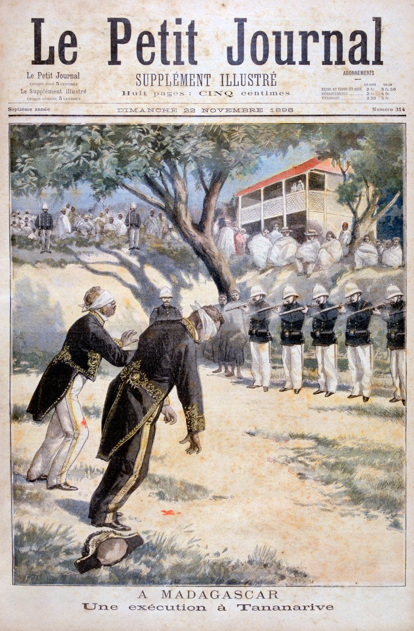 Teloitus ampumaryhmällä Tananarivessa, Antananarivossa, Madagaskarissa, 1896 tekijältä Fortuné Méaulle