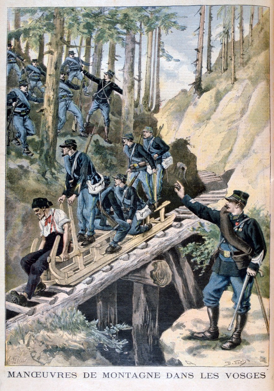 Ranskan sotilasharjoitukset Vogeesien vuoristossa, 1896 tekijältä Fortuné Méaulle