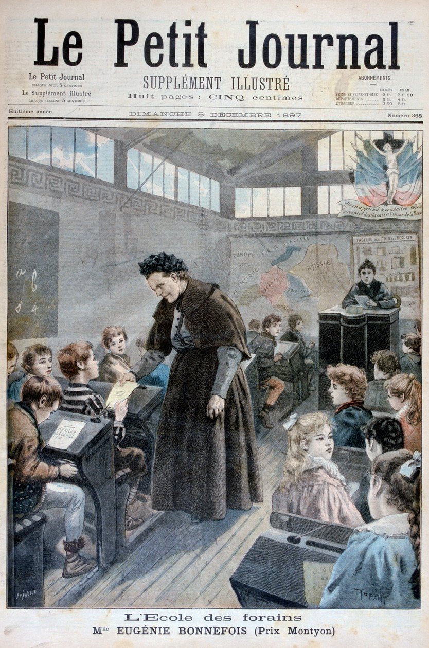 Mademoiselle Eugenie Bonnefois, messutyöläisten lasten koulun perustaja, 1897 tekijältä Fortuné Méaulle