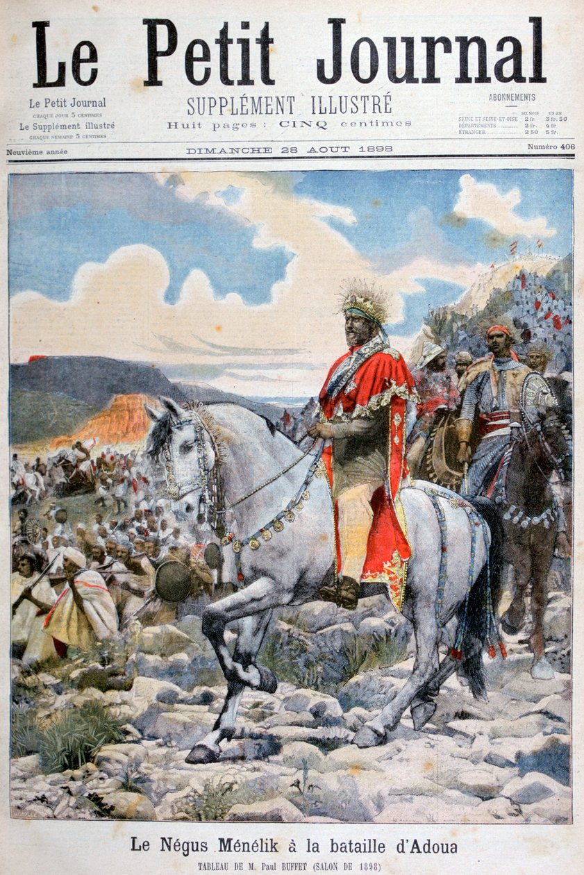 Negus Etiopiasta, Menelik II, Adouan taistelussa, 1898 tekijältä Fortuné Méaulle