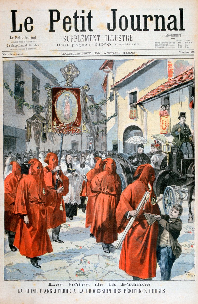 Kuningatar Victoria katsomassa punaisten katuvien kulkuetta, 1898. tekijältä Fortuné Méaulle