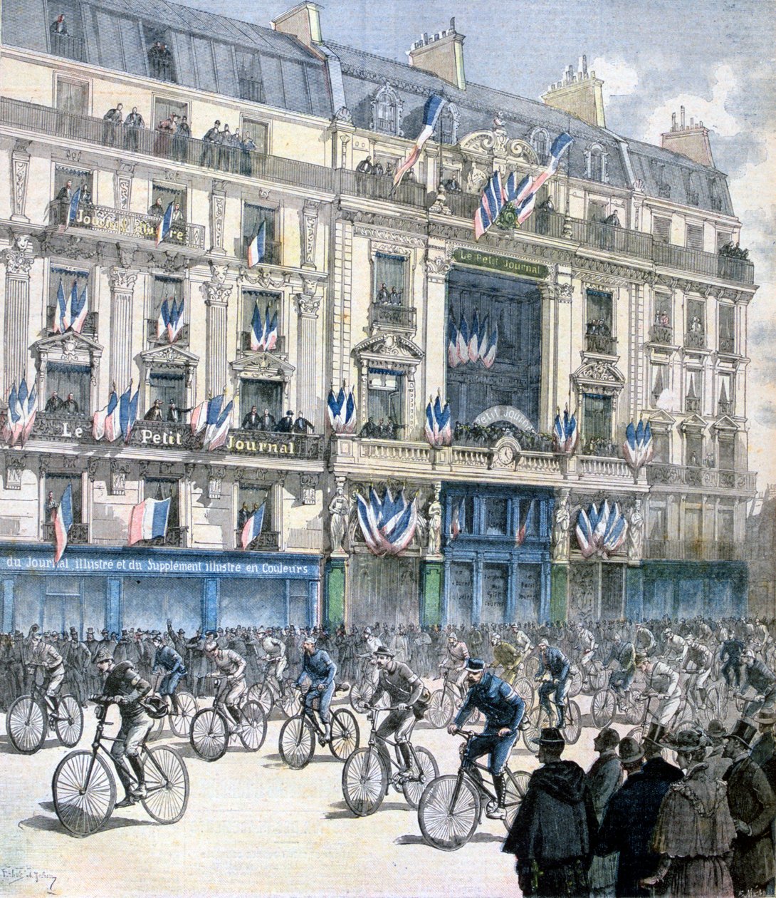 Pariisi-Brest-Pariisi-pyöräilykilpailun alku, 1891 tekijältä Fortuné Méaulle