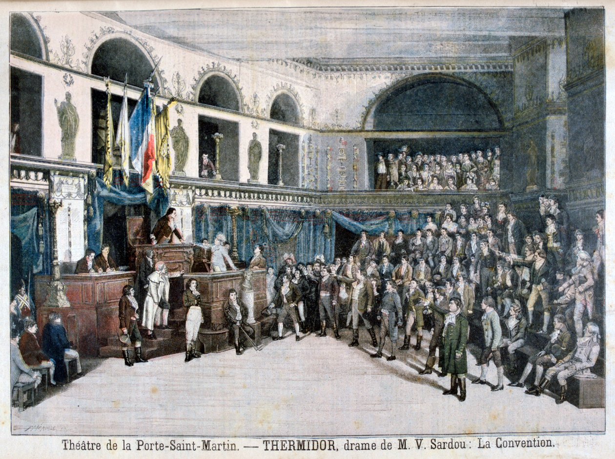 The Convention, kohtaus Thermidorista, Theater de la Porte Saint-Martinissa, Pariisissa, 1896 tekijältä Fortuné Méaulle