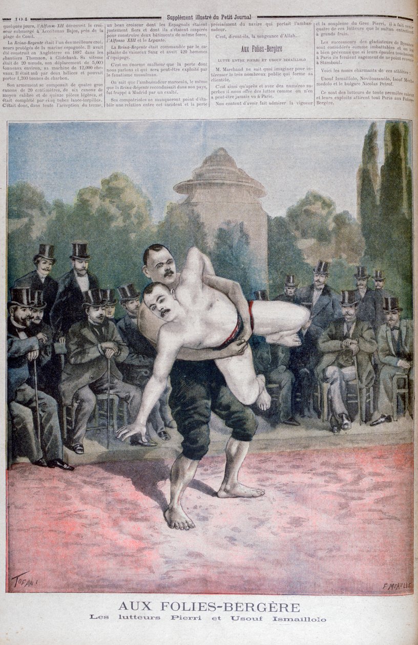 Ismaillolo-veljekset painivat, The Folies Bergère, 1895 tekijältä Fortuné Méaulle