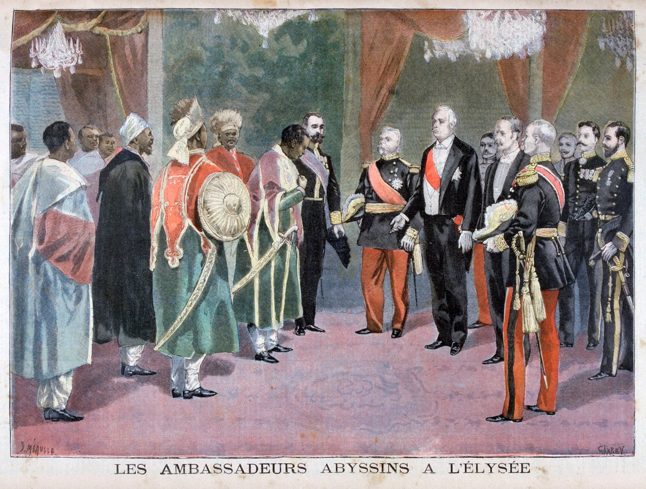 Abessinian suurlähettiläät vierailemassa Élyséen palatsissa 1898 tekijältä Fortuné Méaulle