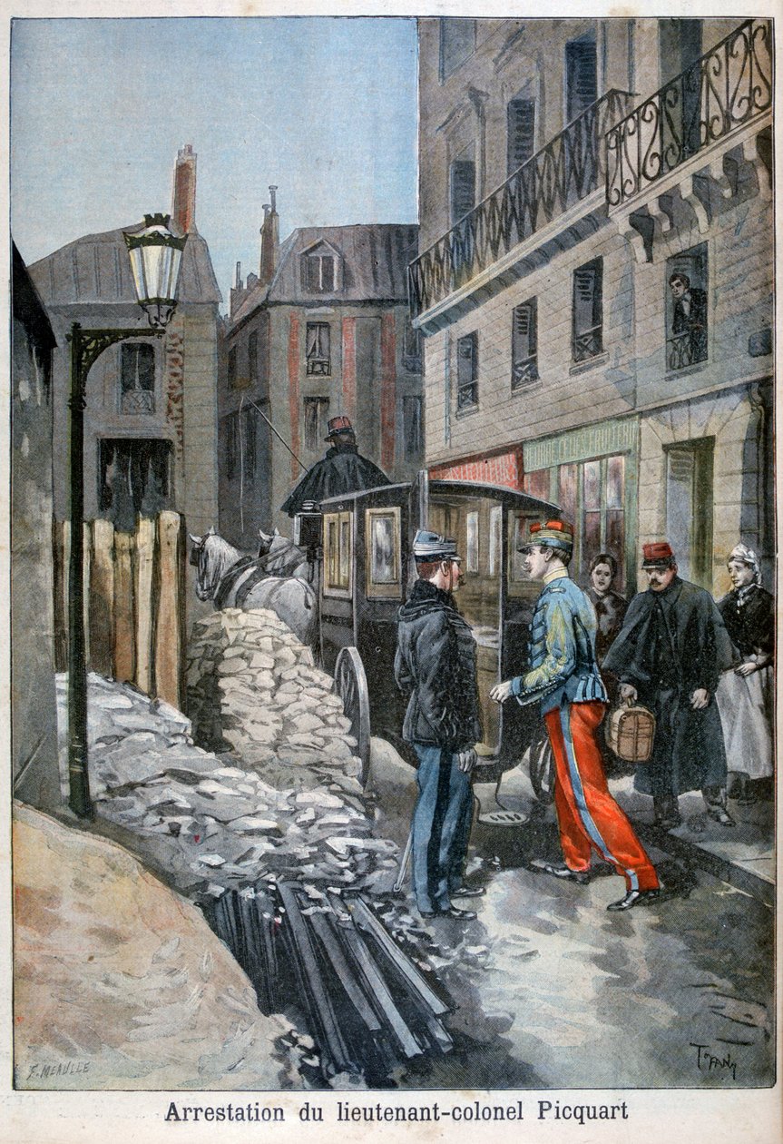 Everstiluutnantti Picquartin pidätys, 1898 tekijältä Fortuné Méaulle