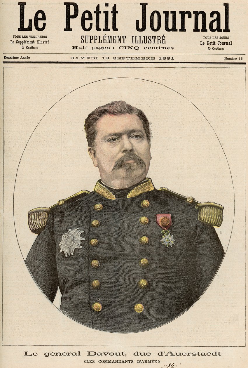 Kenraali Louis Nicolas Davout (1770-1823) Auerstaedtin herttua, "Le Petit Journal", 19. syyskuuta 1891 tekijältä Fortune Louis Meaulle