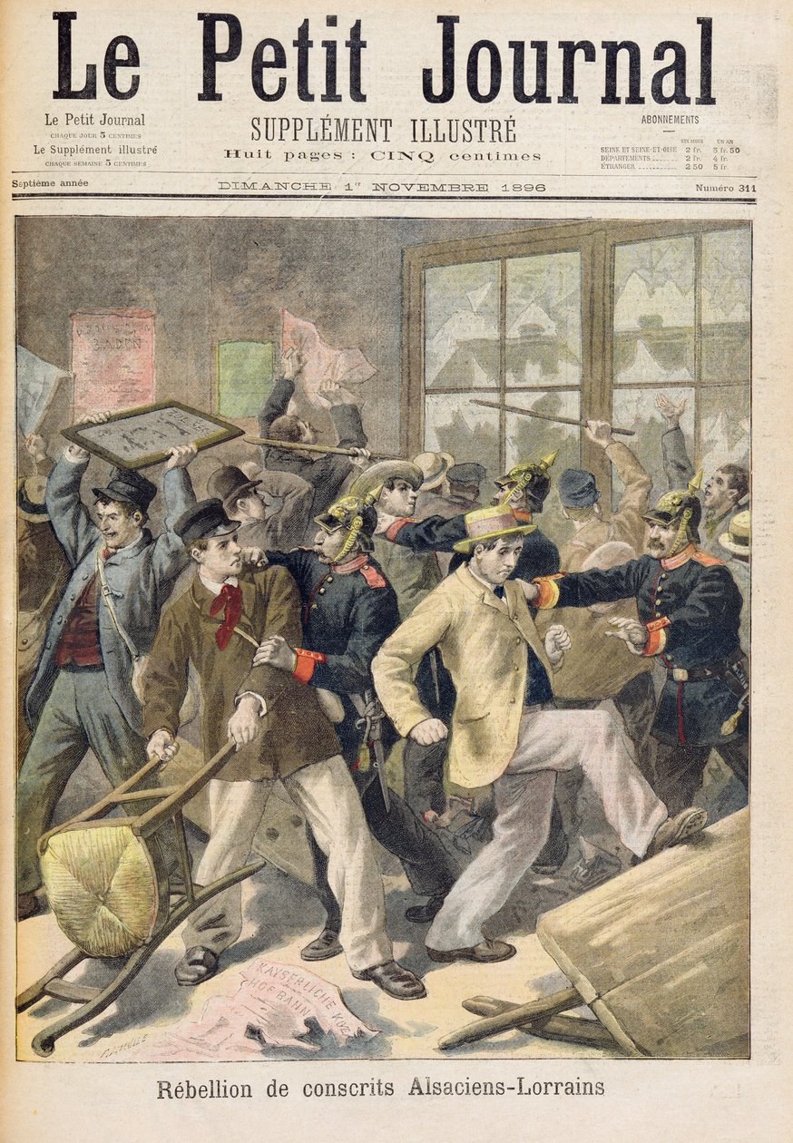 Alsace-Lorrainen varusmiesten kapina, Le Petit Journal, 1. marraskuuta 1896 tekijältä Fortune Louis Meaulle