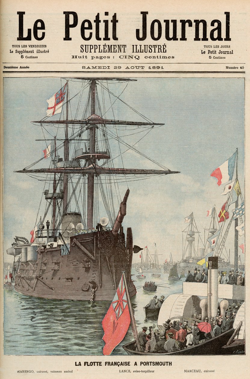 Ranskan laivue Portsmouthissa, "Le Petit Journal", 29. elokuuta 1891 tekijältä Fortune Louis Meaulle