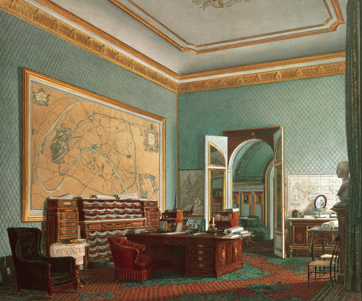 Napoleon III:n työhuone Tuileriesissa, 1862 tekijältä Fortune de Fournier