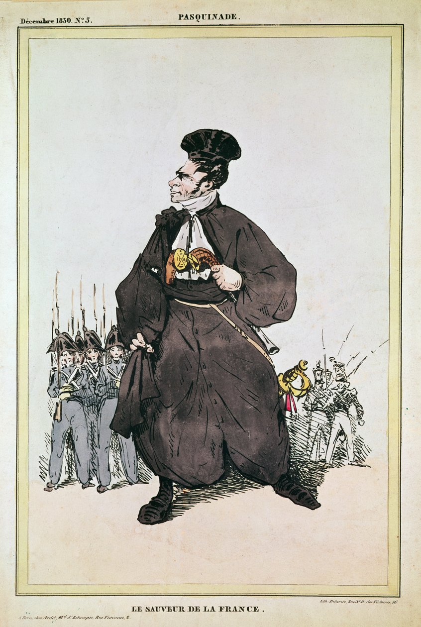 Karikatyyri paroni Pasquierista Ranskan pelastajana, 1830 tekijältä Fortune Delarue