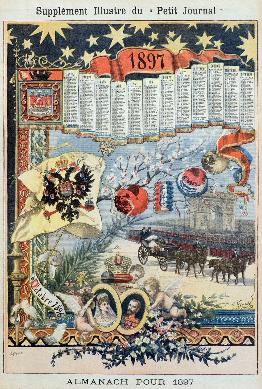 Almanakka vuodelle 1897 (kaiverrus) tekijältä Fortune Louis Meaulle